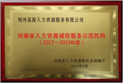 河南省人力資源誠信服務示范機構(gòu)